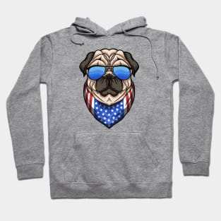 Patriotic American Pug Illustration Hoodie